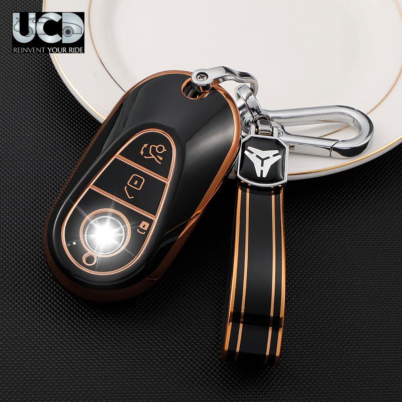TPU Gold Series Car Key Cover With TPU Gold Key Chain For Mercedes S-Class
