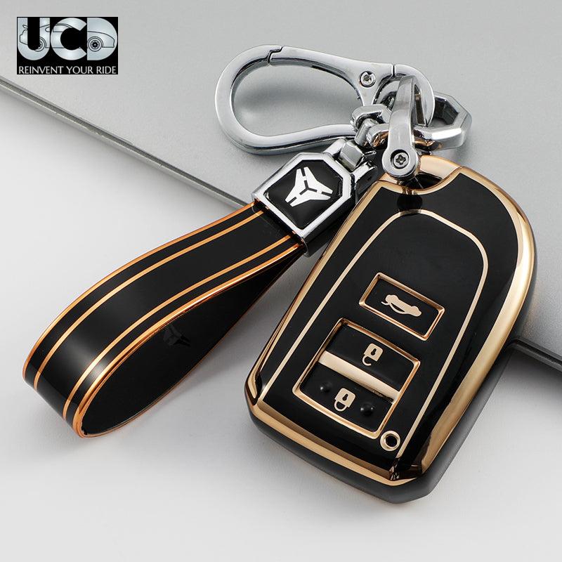 TPU Gold Series Car Key Cover With TPU Gold Key Chain For Toyota Yaris