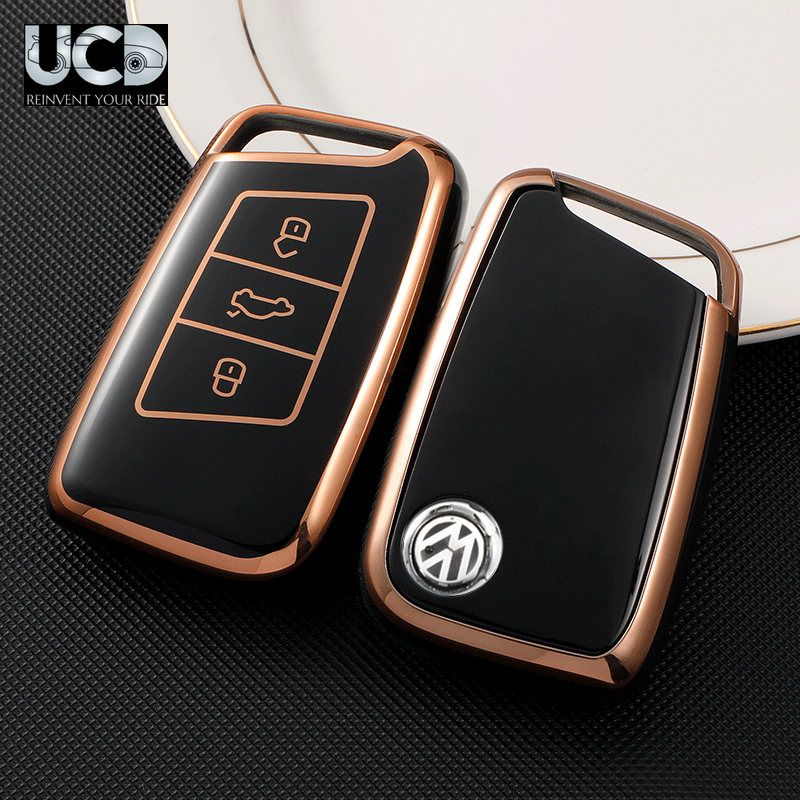 TPU Gold Series Car Key Cover For Skoda Superb