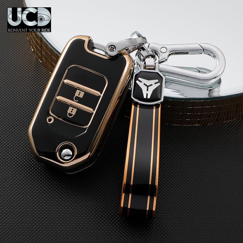 TPU Gold Series Car Key Cover With TPU Gold Key Chain For Honda WR-V