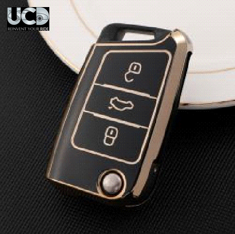 TPU Gold Series Car Key Cover For Skoda Octavia
