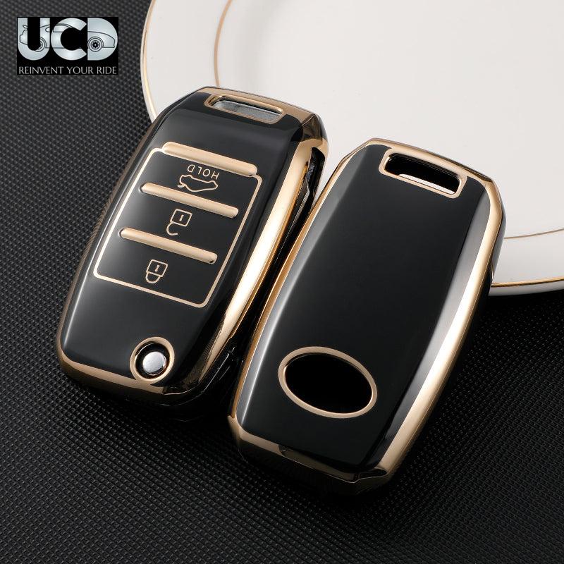 TPU Gold Series Car Key Cover For Kia Sonet 2020