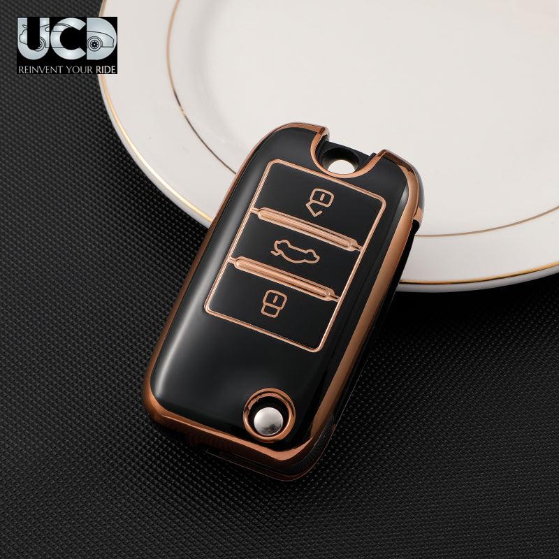 TPU Gold Series Car Key Cover For MG Hector Plus