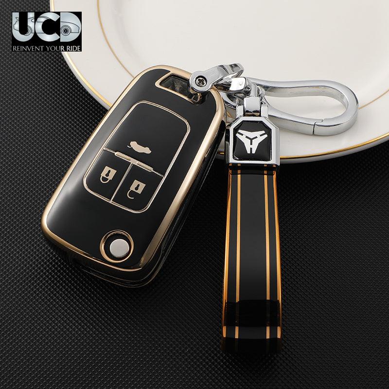 TPU Gold Series Car Key Cover With TPU Gold Key Chain For Chevrolet Sail