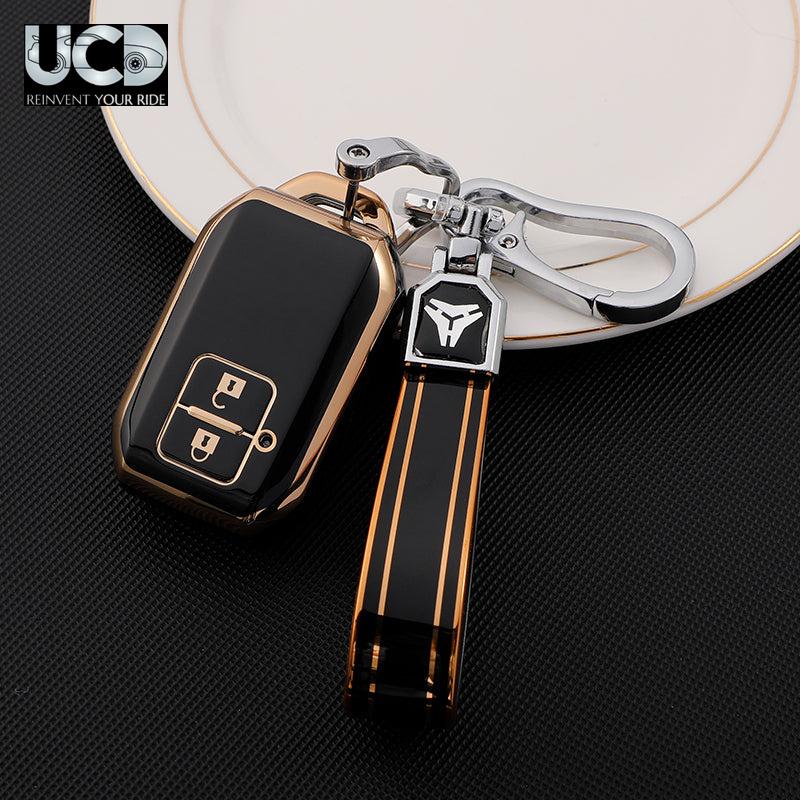 TPU Gold Series Car Key Cover With TPU Gold Key Chain For Suzuki New Swift