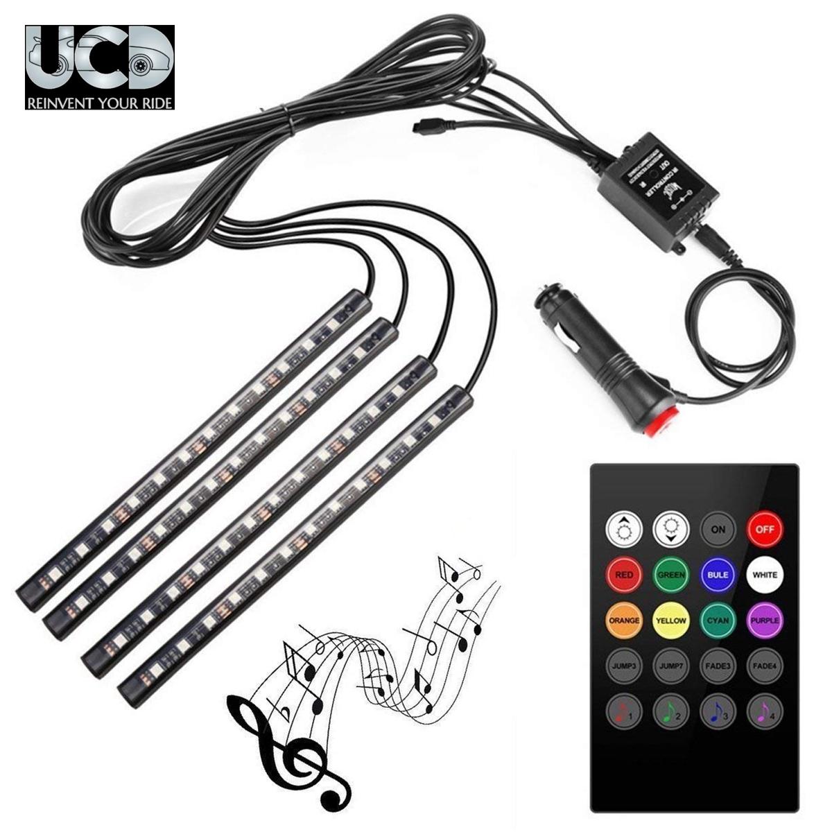 RGB Atmosphere light 12V 8 Color With Music Senser LED Under Dashboard Atmosphere Interior Light with Remote Universal for All Cars