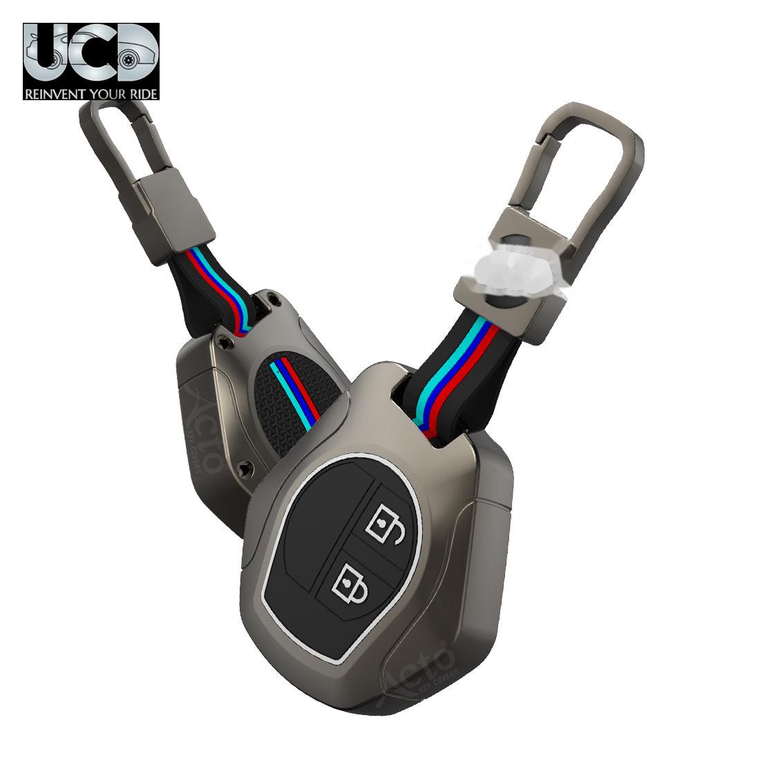 METAL SILICONE CAR KEY COVER AND KEY CHAIN COMPITABLE WITH MARUTI SUZUKI ALTO 2 BUTTON