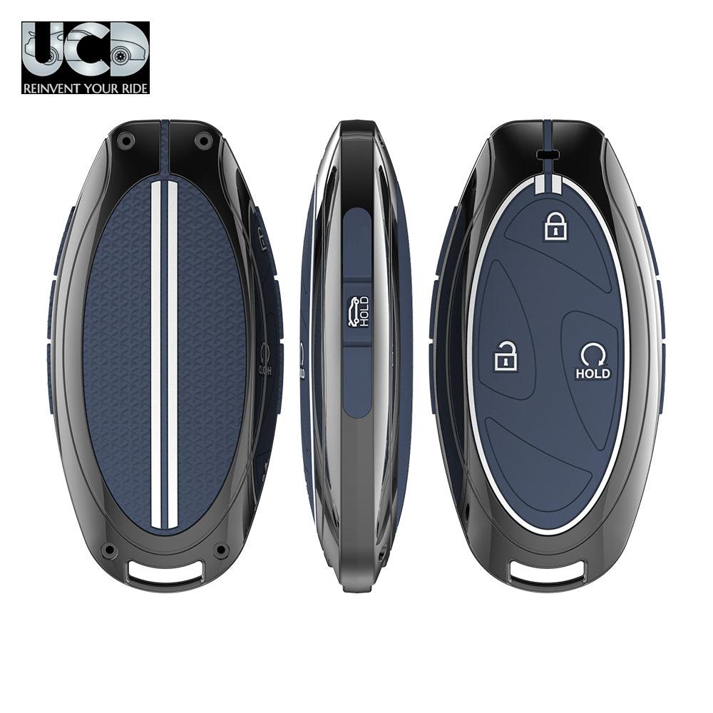 Metal Sapphire Key Cover & Key Chain Compatible with Hyundai Venue 2026 4-Button Smart Key | Premium Zinc Alloy Case | Glow in The Dark Buttons | 360° Full Protection | Luxury Key Fob Cover | Pack of 1
