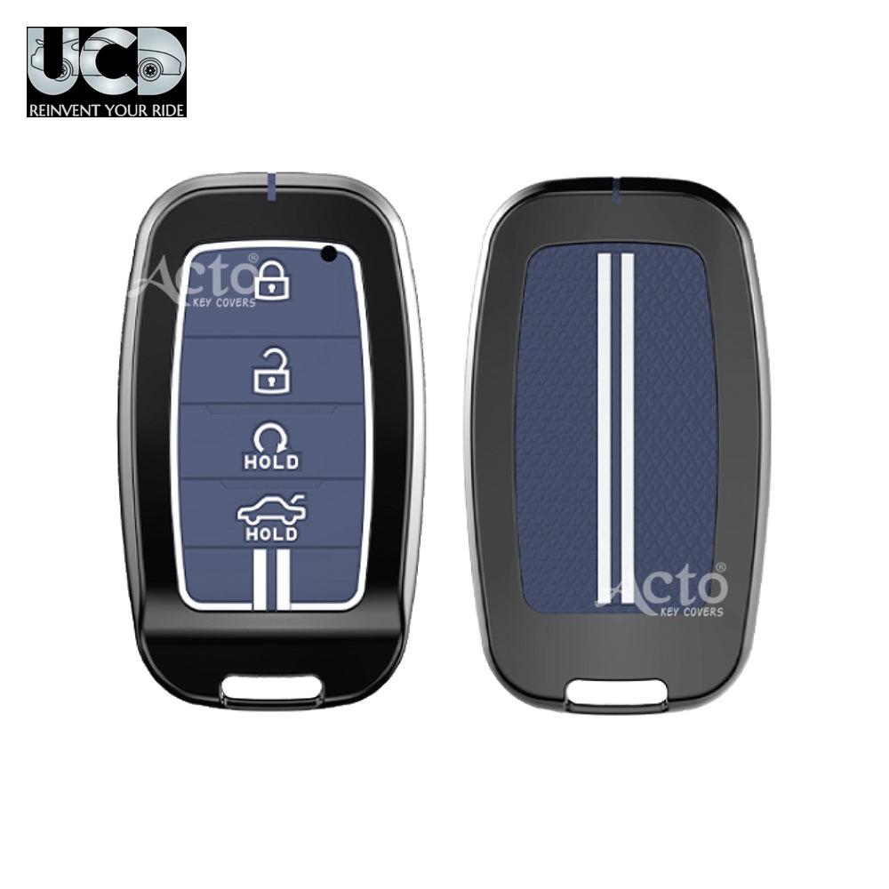 Metal Sapphire Key Cover and Key chain Compatible with KIA Seltos & Sonet Pack of 1 Set (Glow in the Night)