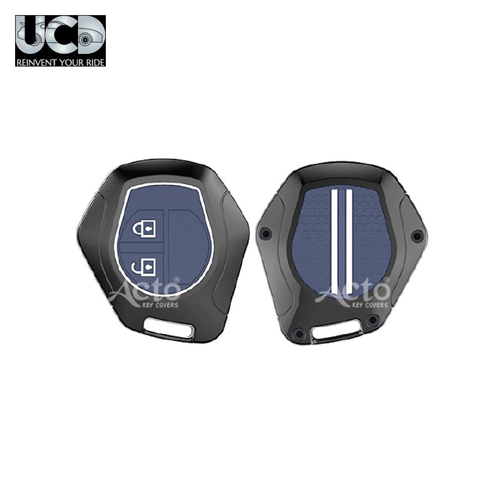 Metal Sapphire Key Cover and Key chain Compatible with Suzuki Swift I Alto I Alto K-10 I Alto 800 I Baleno I Breeza I Celerio I Dzire I Ciaz I Ignis I S-cross I Ertiga I XL-6 I Spresso I Ritz I SX4 I WagonR Pack of 1 Set (Glow in the Night)