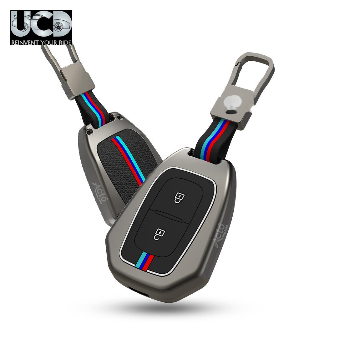 Metal Silicone Key Cover and Key chain Renault Duster, Kwid & Triber Compatible with Pack of 1 Set (Glow in the Night)