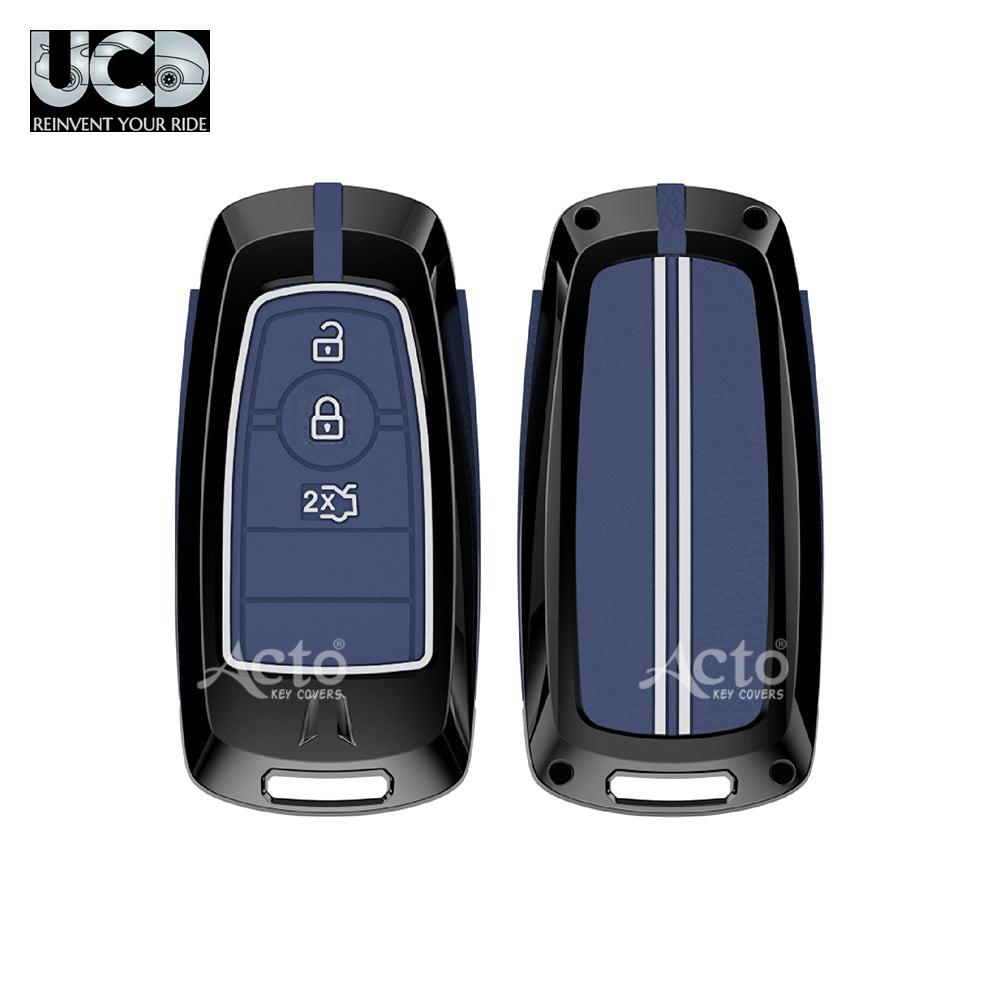Metal Sapphire Key Cover and Key chain Compatible with Ford Fiesta Pack of 1 Set (Glow in the Night)