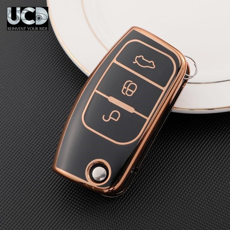 TPU Gold Series Car Key Cover For Ford Ecosport