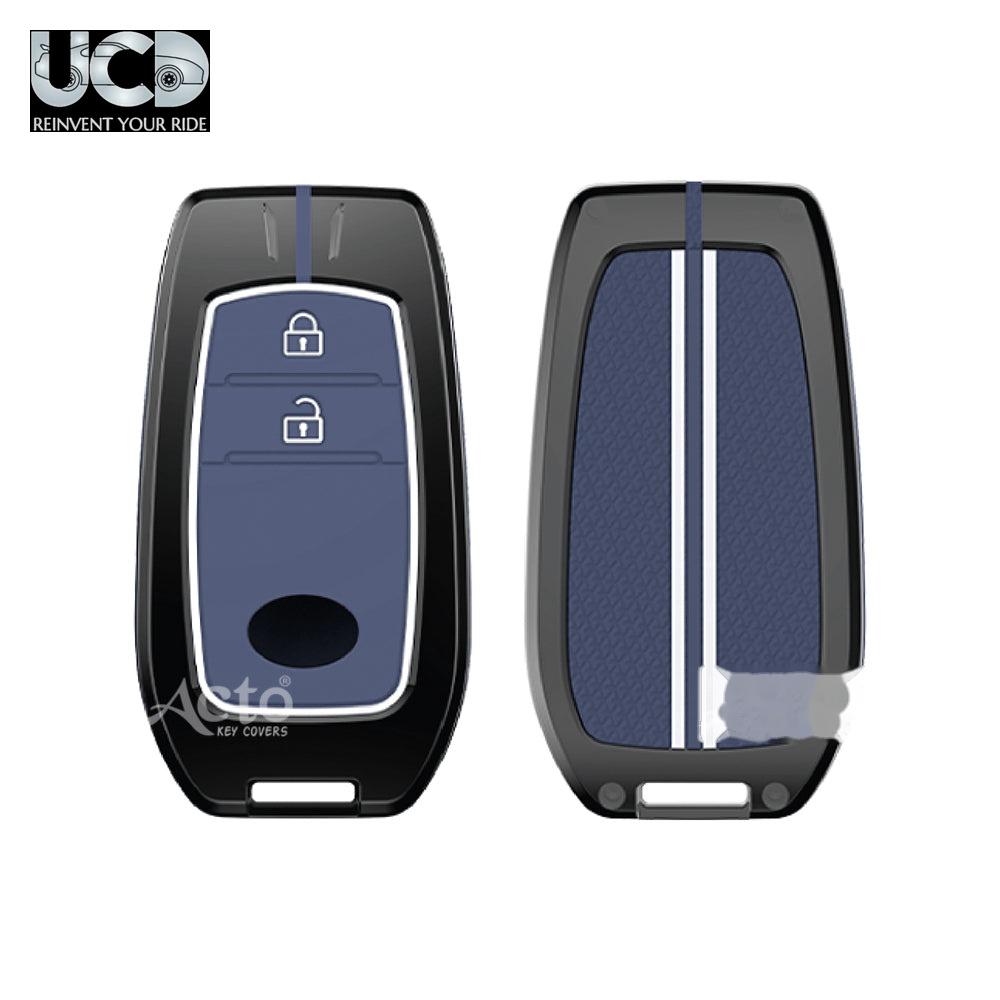 Metal Sapphire Key Cover and Key chain Compatible with Toyota Crysta, Fortuner Pack of 1 Set (Glow in the Night)