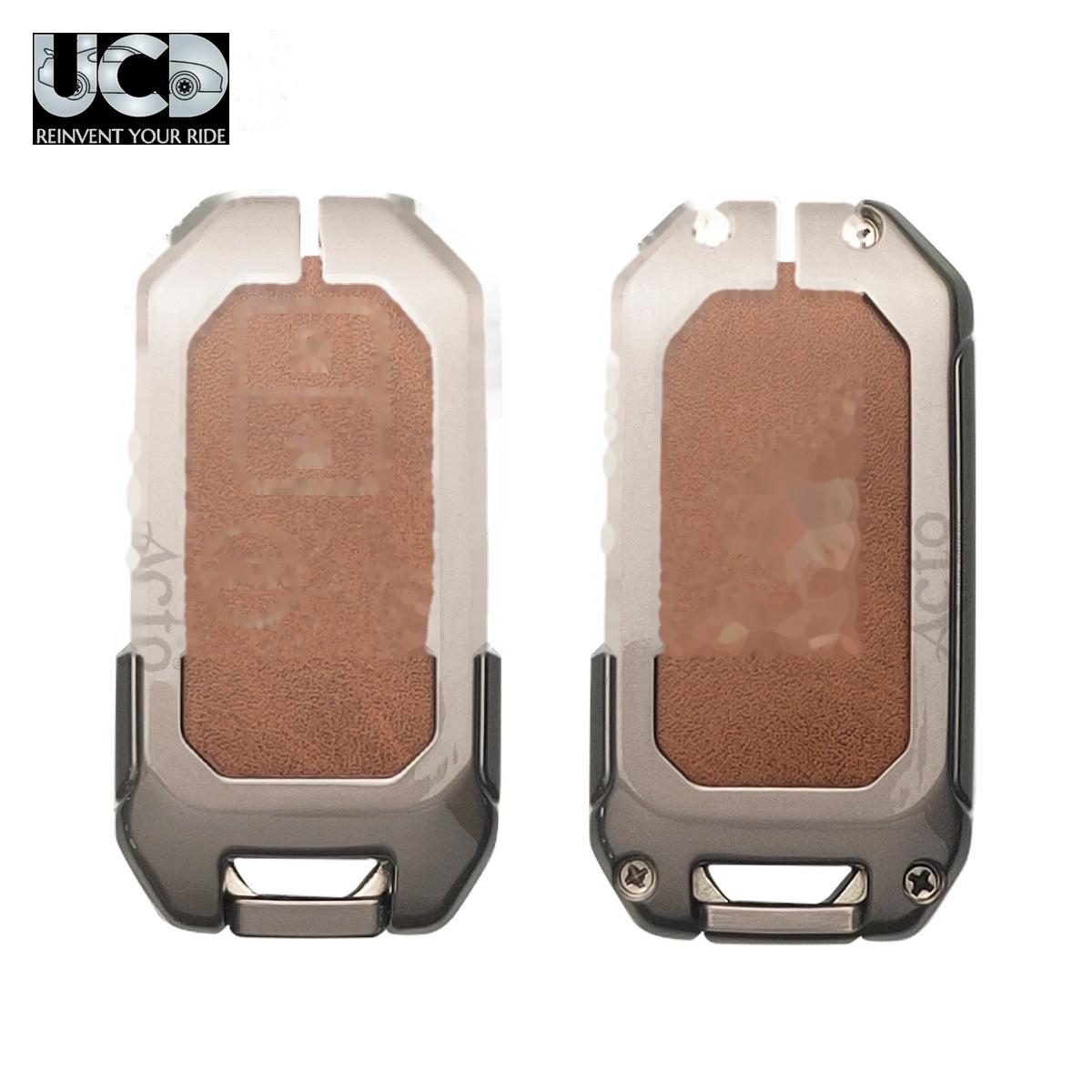 Metal Leather Car key cover with key chain Compatible With Suzuki