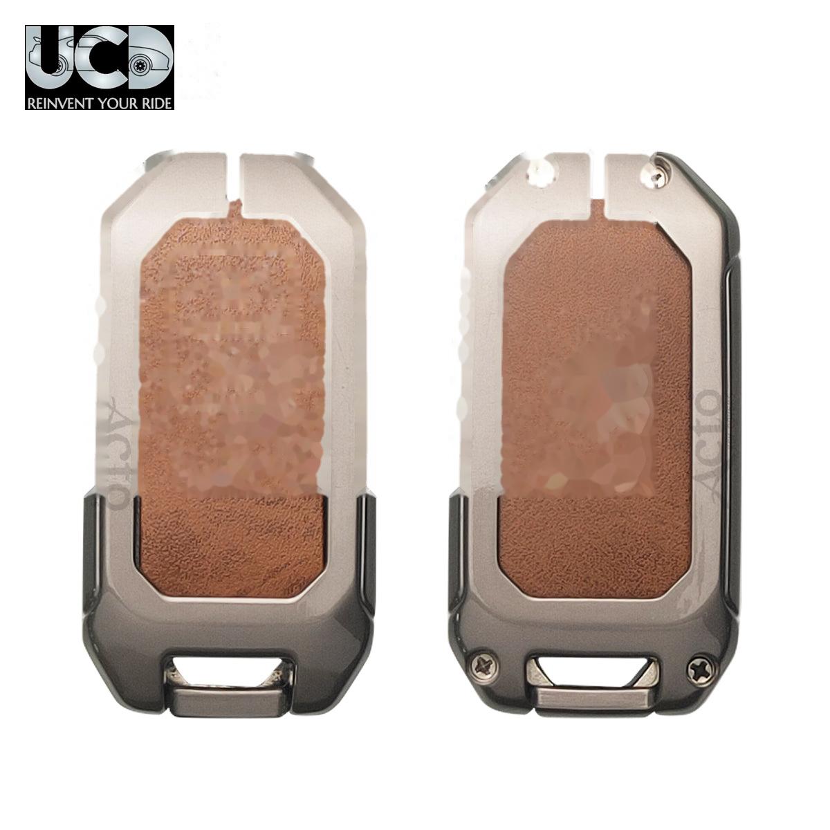 Metal Leather Car key cover with key chain Compatible With Suzuki