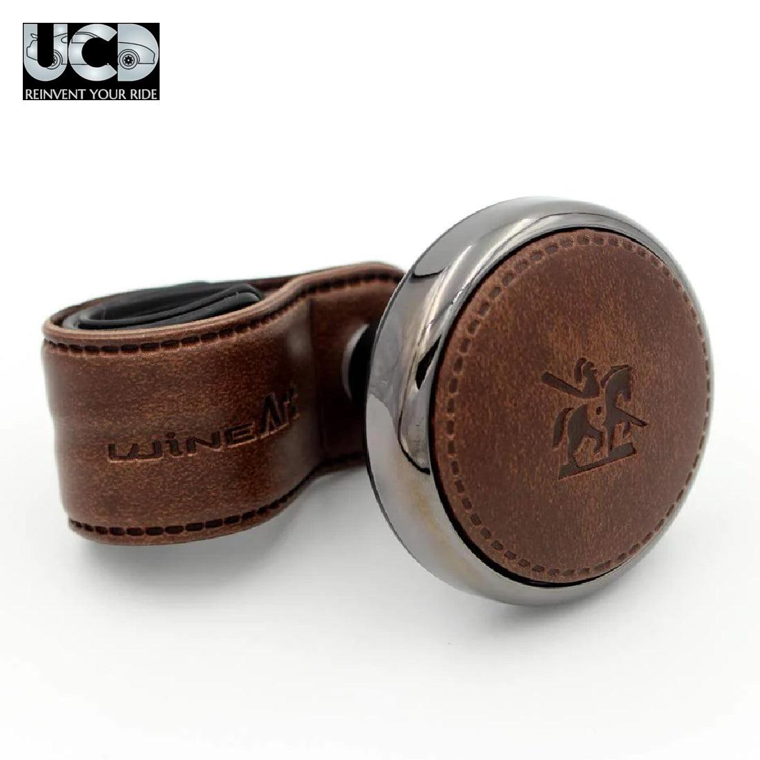 Onwheel Autoban Blacksuit Handmade Leather Hook Universal Power Handle Steering Wheel Spinner Knob In Matt Brown