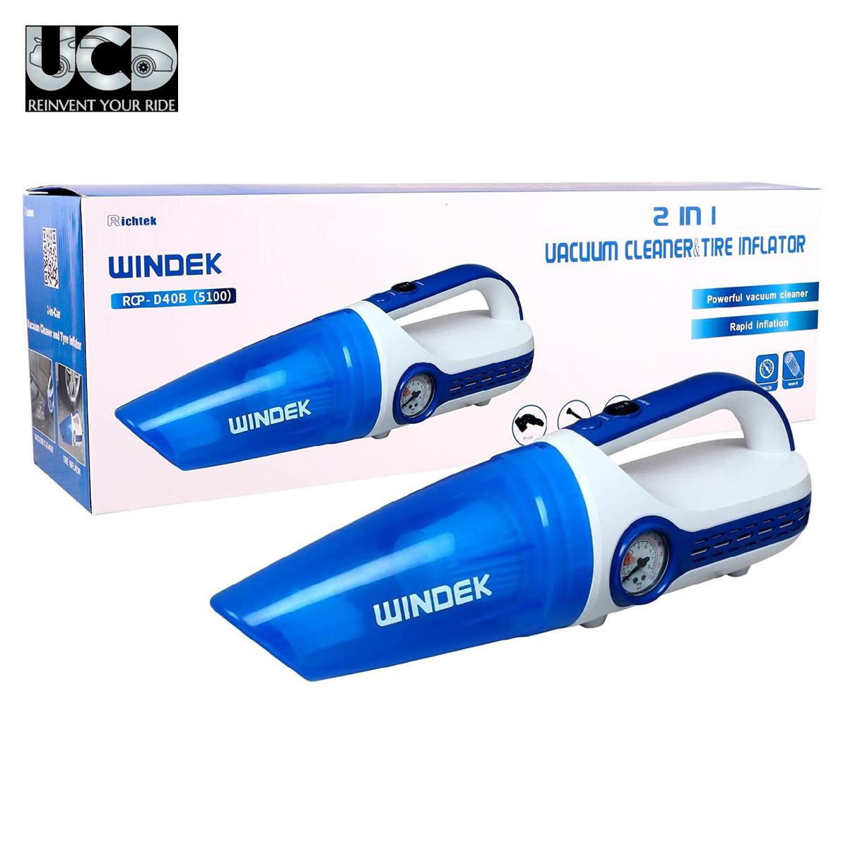 Windek 5100 300 PSI Heavy Duty Car Vacuum Cleaner & Air Compressor Tyre Inflator 2 in 1 Multi-Functional Machine Compatible with All Bike & Car