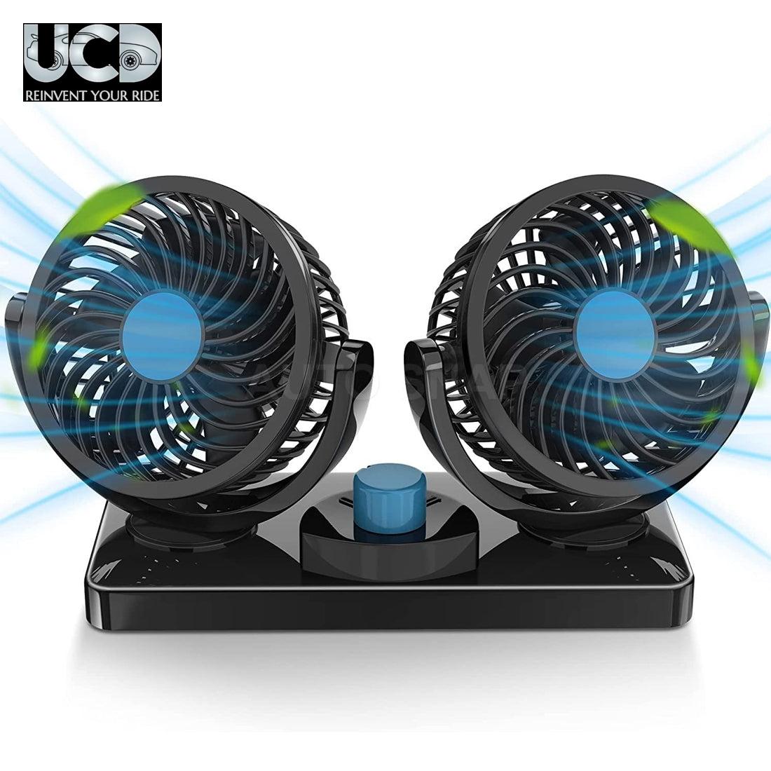 WINNER Car Fan 12V 360 Degree Rotatable Dual Head Speed Quick & Strong Dashboard Auto Cooling Air Fan