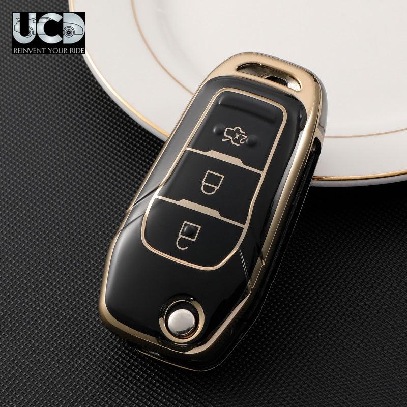 TPU Gold Series Car Key Cover For Ford Aspire Flipkey