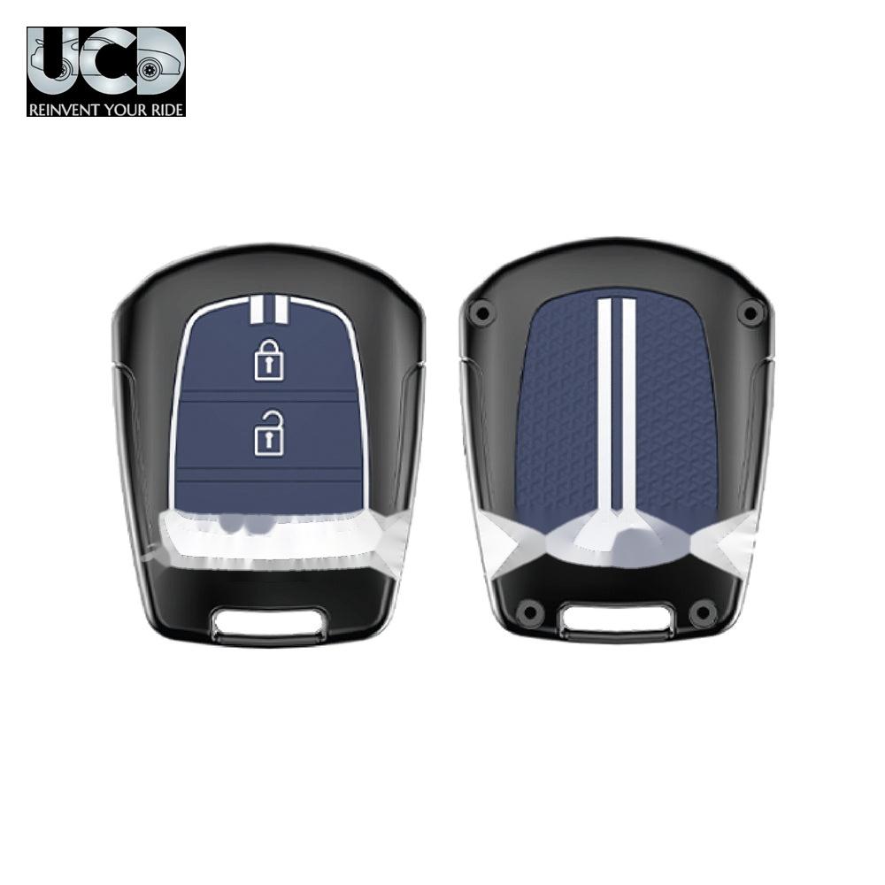 Metal Sapphire Key Cover and Key chain Compatible with Hyudai I-10 Grand, Santro Pack of 1 Set (Glow in the Night)