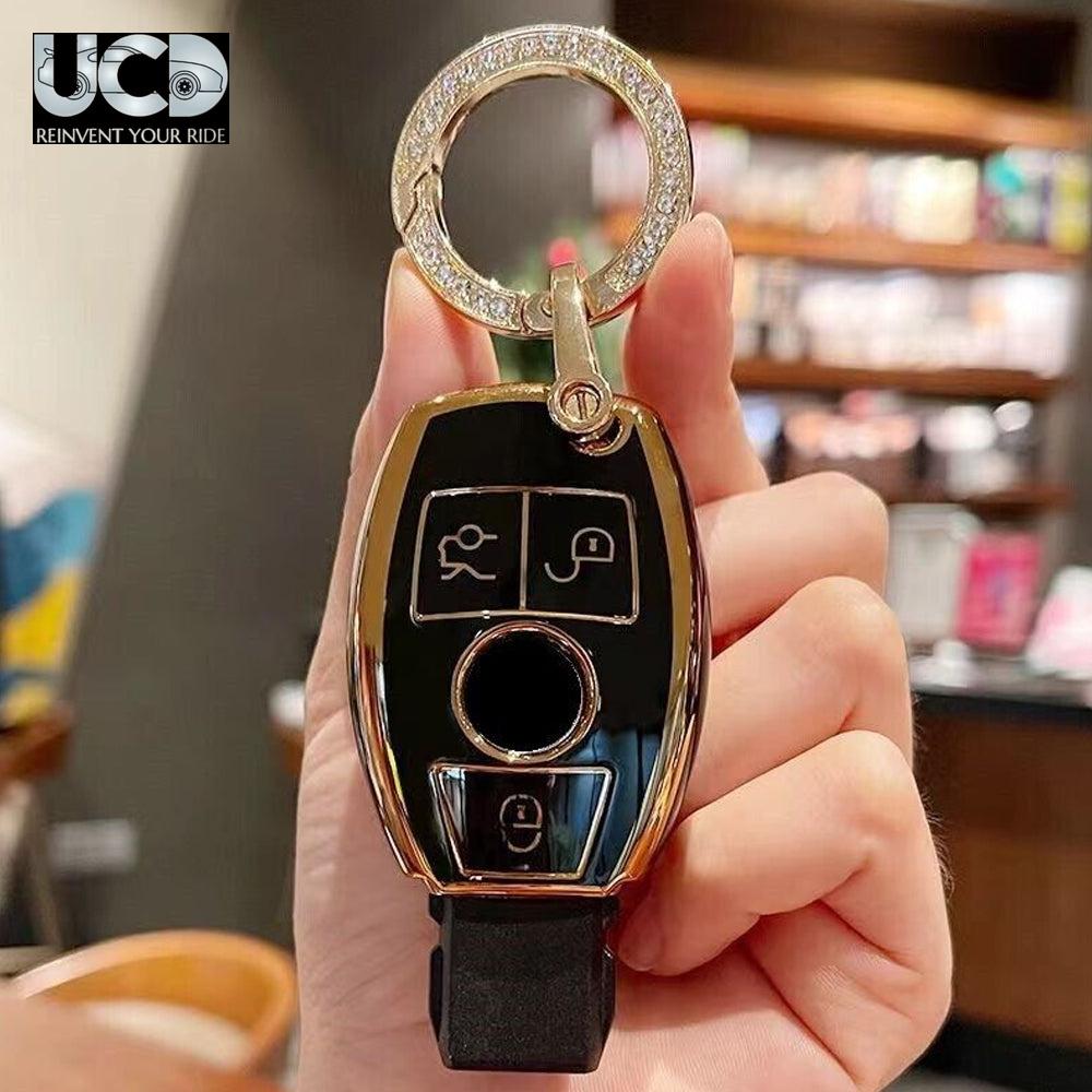 TPU Gold Series Car Key Cover With Diamond Key Ring For Mercedes CLS-CLASS