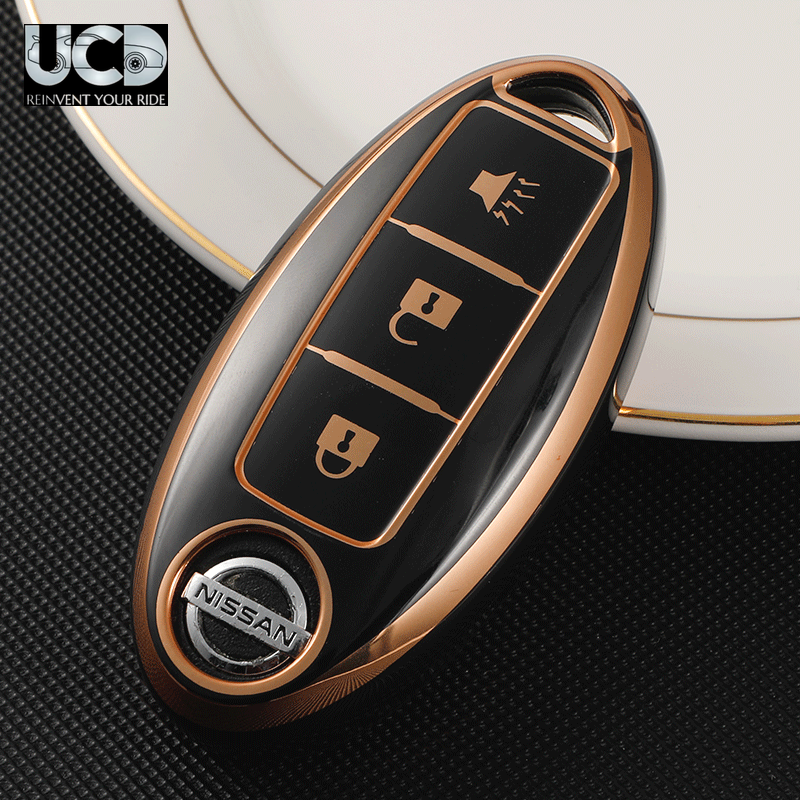 TPU Gold Series Car Key Cover For Nissan Magnite 2020+