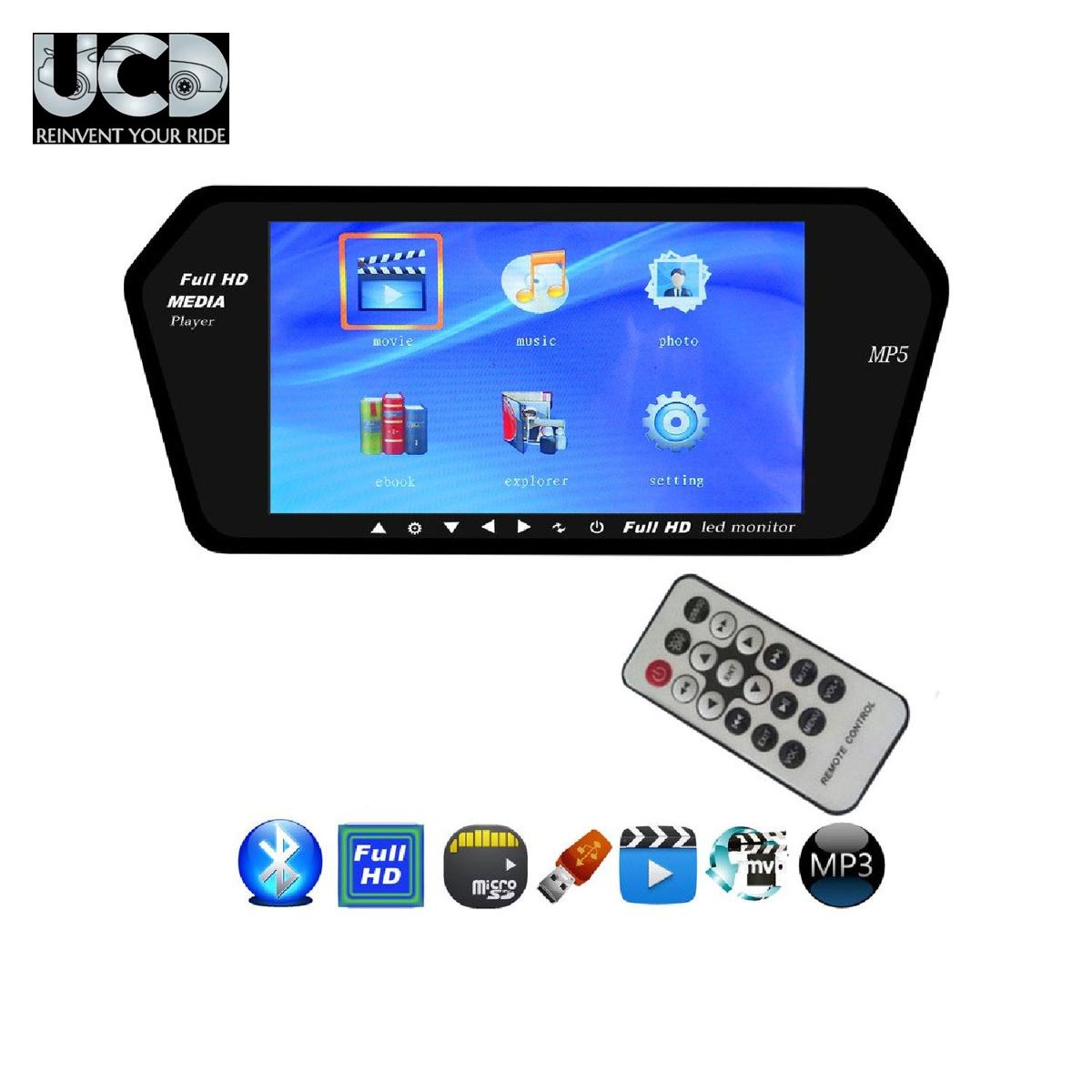 7 Inch Full HD Bluetooth Video Monitor Screen with USB and SD Card Slot