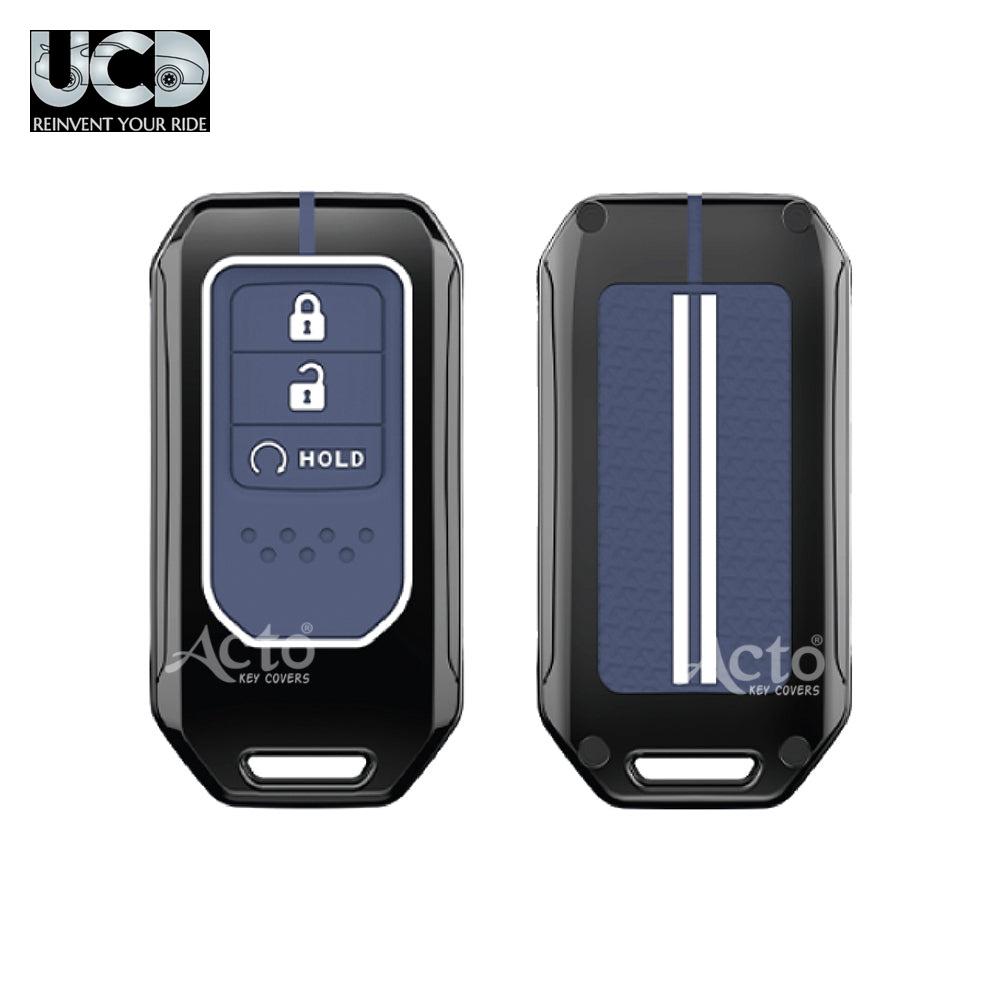 Metal Sapphire Key Cover and Key chain Compatible with Honda Accord, Civic, WR-V, BR-V, CR-V, City, Jazz Pack of 1 Set (Glow in the Night)