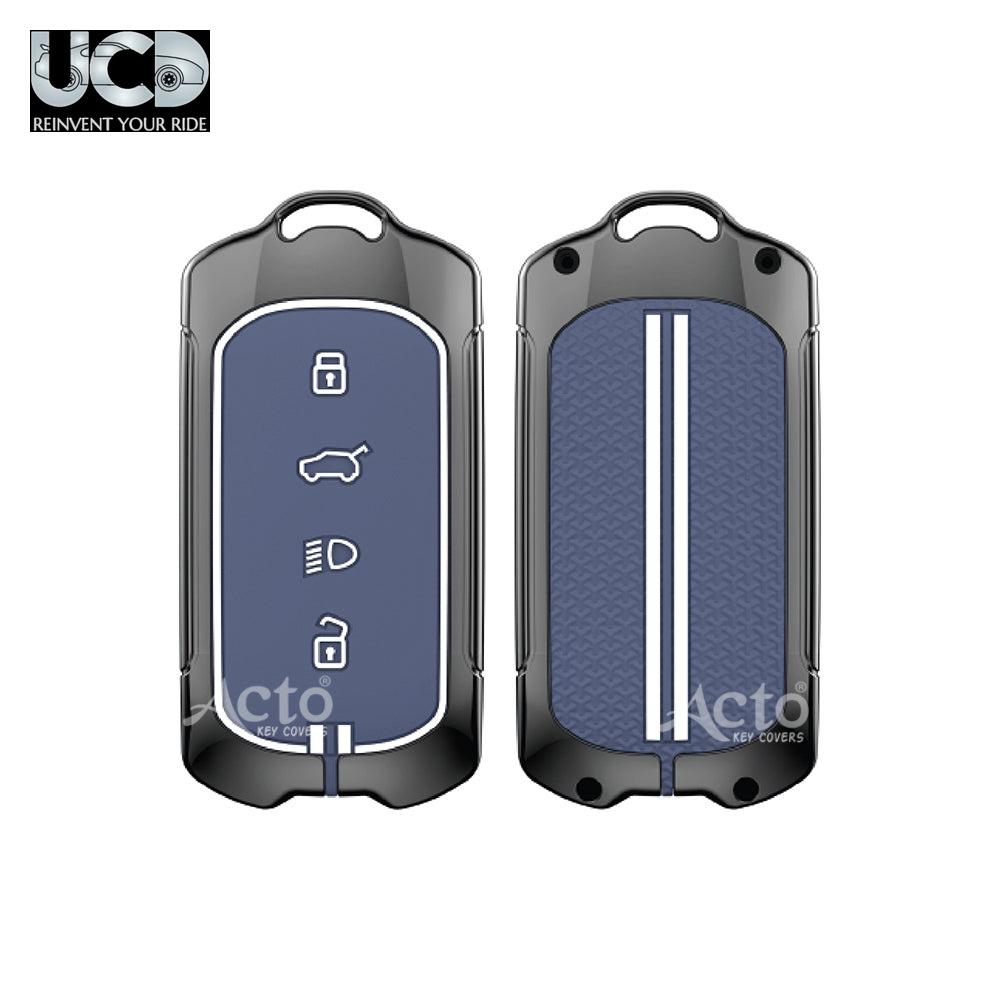 Metal Sapphire Key Cover and Key chain Compatible with Tata Curvv Pack of 1 Set (Glow in the Night)