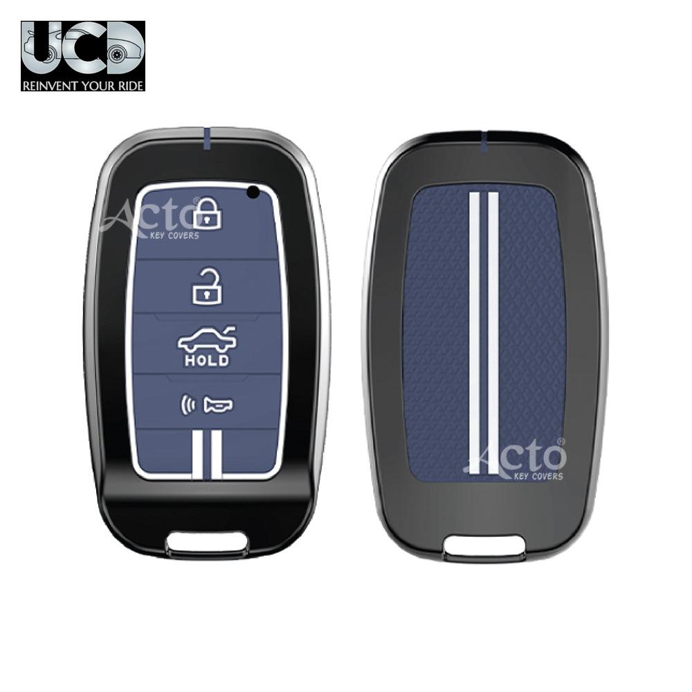 Metal Sapphire Key Cover and Key chain Compatible with KIA Seltos & Sonet Pack of 1 Set (Glow in the Night)