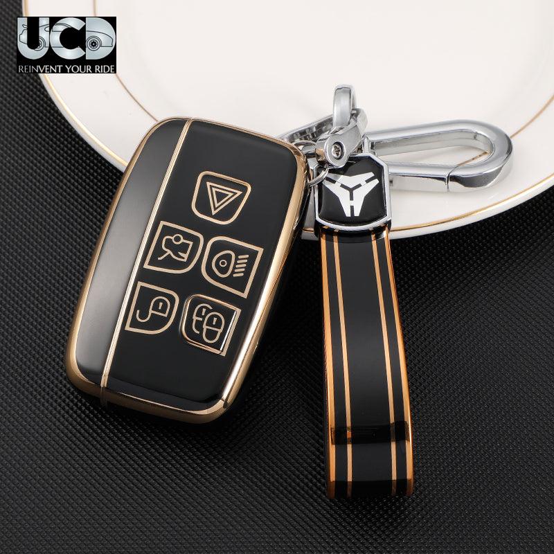 TPU Gold Series Car Key Cover With TPU Gold Key Chain For Land Rover Range Rover