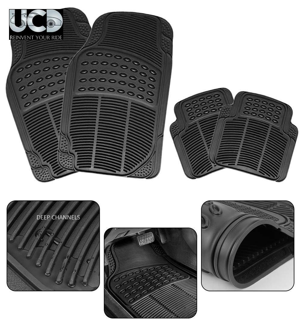 Car Rubber Foot Mat Set of 4 Pieces in Black Color