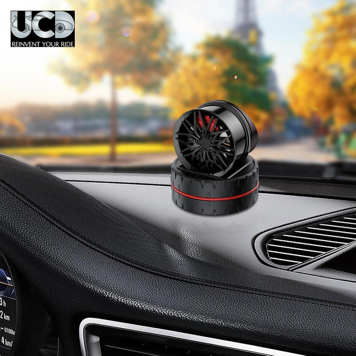 Decorative Car Wheel Hub Automatic Rotation Solar Car Air Freshener Powered Perfume