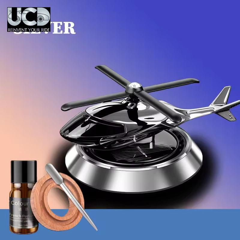 Solar Powered Rotating Helicopter Dashboard Showpiece – Automatic Moving Car Decor