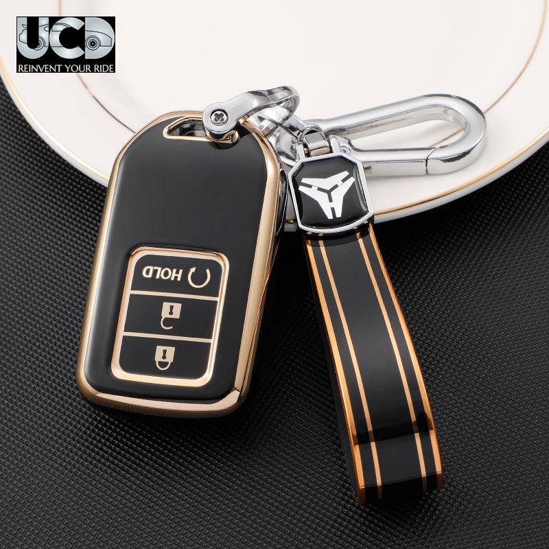 TPU Gold Series Car Key Cover With TPU Gold Key Chain For Honda CR-V