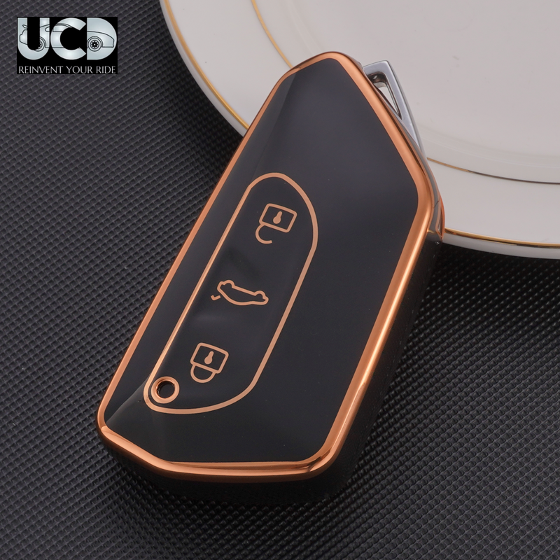 TPU Gold Series Car Key Cover For Skoda Octavia