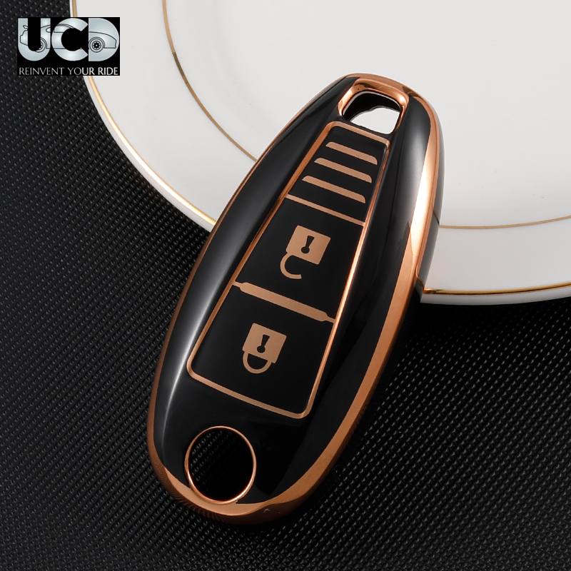 TPU Gold Series Car Key Cover For Suzuki Brezza