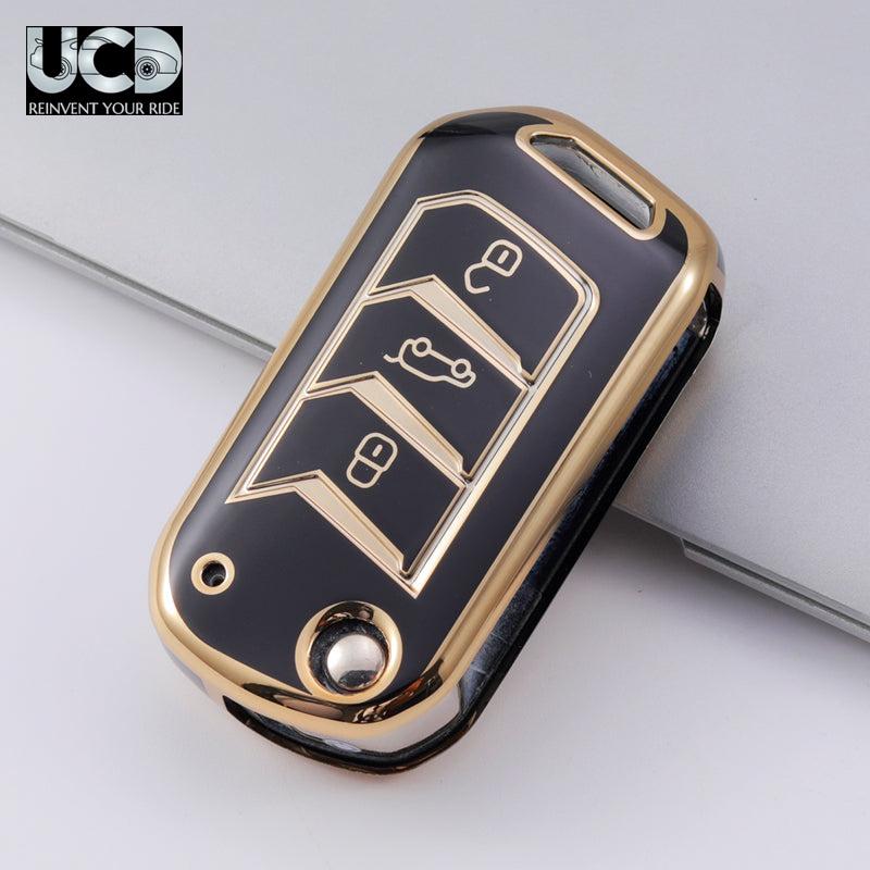 TPU Gold Series Car Key Cover For Mahindra Xuv 700