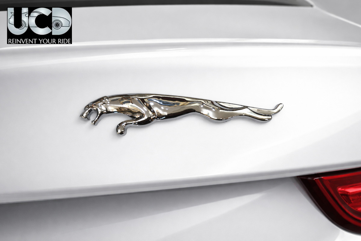 Urban Car Decor 3D Metal Jaguar Car Badge Emblem Sticker | Aluminum Alloy Chrome Jaguar Logo Decal | Self-Adhesive Car & Bike Exterior Decoration | Premium Metallic Auto Styling