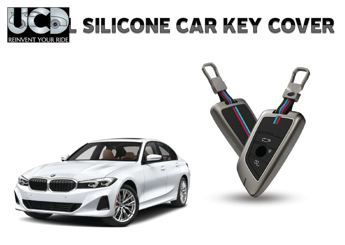 Car Key Cover Metal Silicone Compatible with BMW 3 Series
