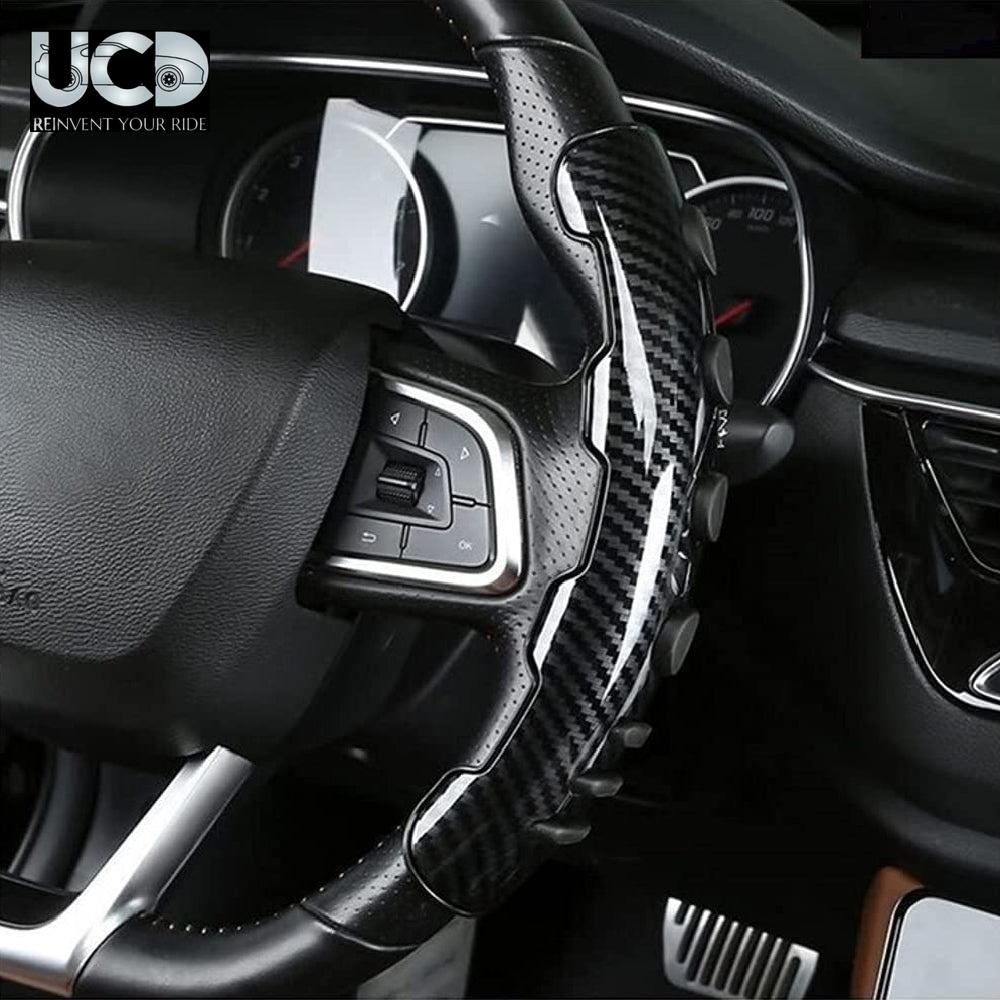 Car Anti Skid Non Slip Carbon Fiber Decoration Steering Wheel Booster Grip Covers Universal for All Cars - Set of 2 pcs