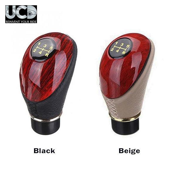 TypeR Gear Knob 5 Speed, Wooden PU Leather Manual Gear Knob for all Cars