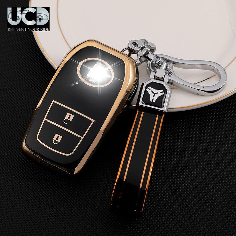 TPU Gold Series Car Key Cover With TPU Gold Key Chain For Toyota Fortuner