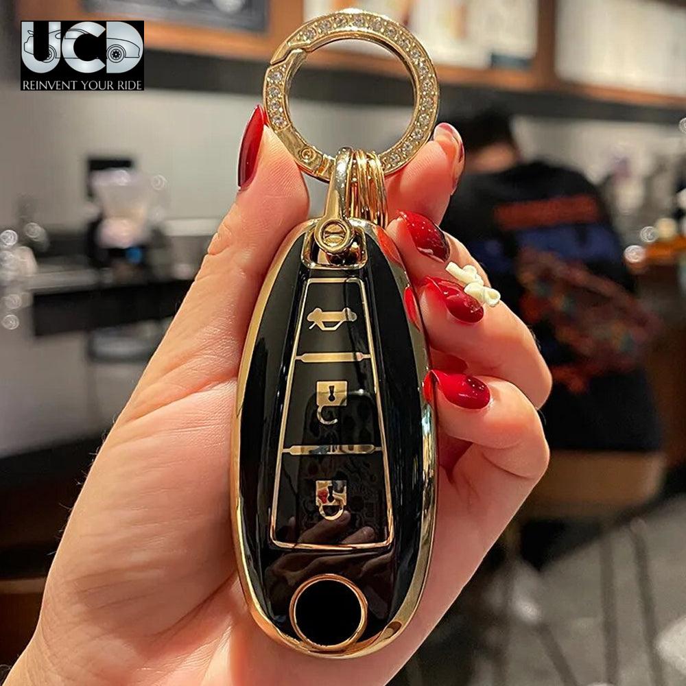 TPU Gold Series Car Key Cover With Diamond Key Ring For Suzuki S-cross