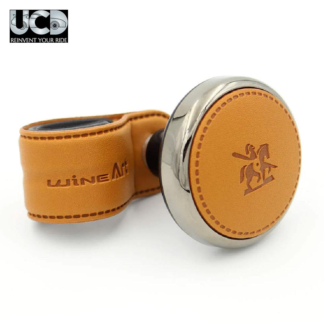 Onwheel Autoban Blacksuit Handmade Leather Hook Universal Power Handle Steering Wheel Spinner Knob In Orange