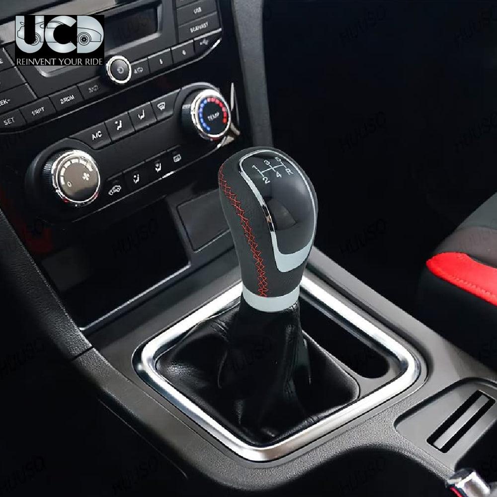 Design - SC Leather, Black & Red Gear Lever Shifter Knob with 4 Adapters