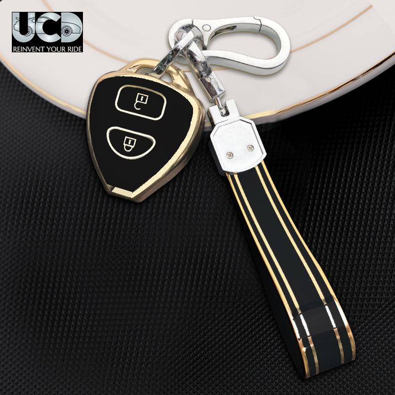 TPU Gold Series Car Key Cover With TPU Gold Key Chain For Toyota Innova