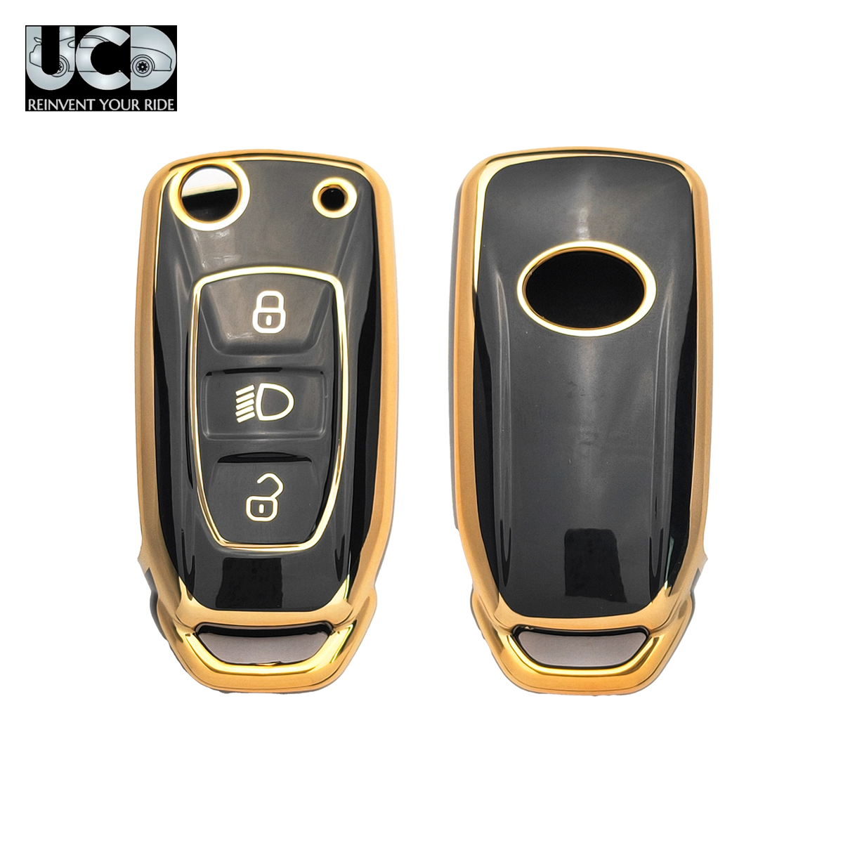TPU Gold Series Car Key Cover For TATA Tiago