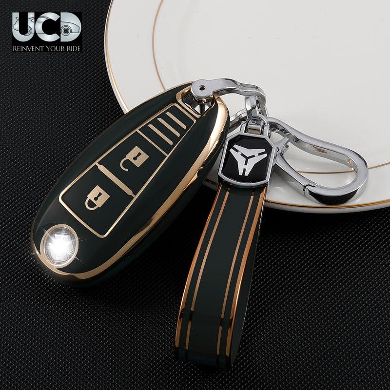TPU Gold Series Car Key Cover With TPU Gold Key Chain For Suzuki Ignis